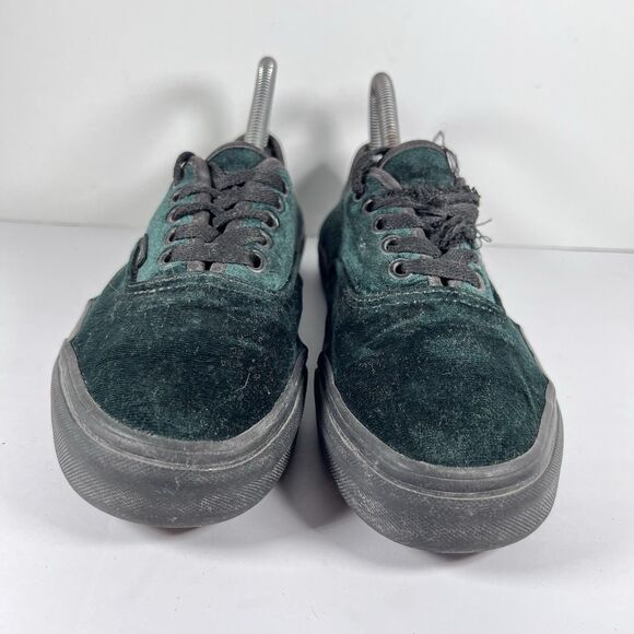 Vans Authentic Green Velvet/Velour Lace Up Skate Shoes Sneakers Women's Size 8 - Picture 2 of 8